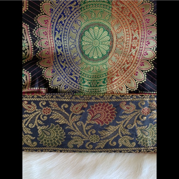 Hand Embroidered Gold Multicolored Tasseled Handbag - Picture 7 of 14